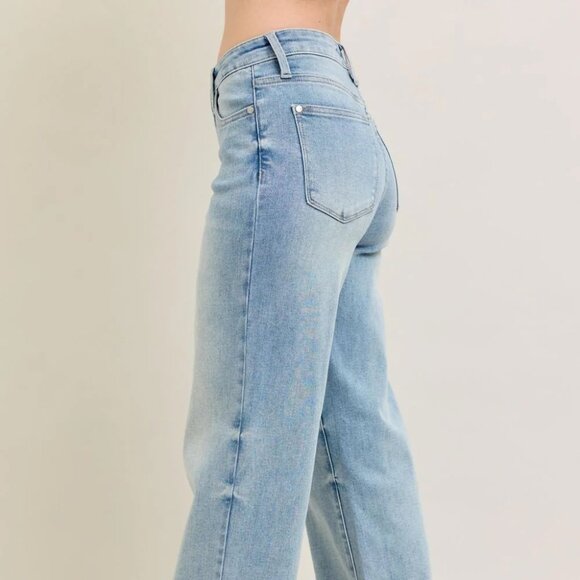 ✨ Judy Blue Mid Rise Release Hem Wide Leg Jeans – Size 11(30), NWT ✨ - Picture 3 of 16